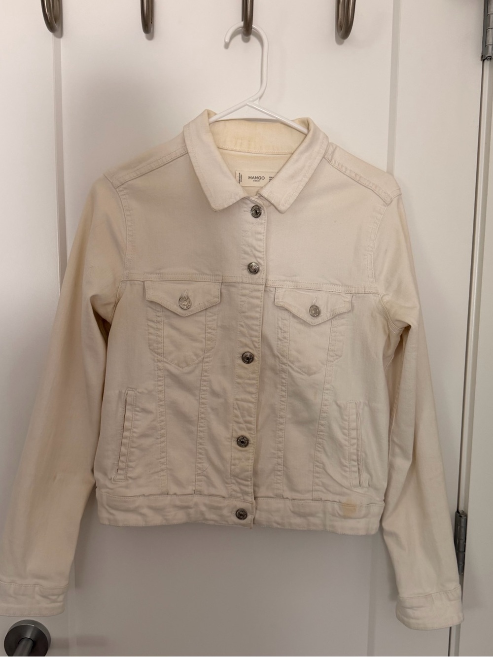 Mango White Denim Jacket - Women's Lightweight Button-Up